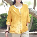 Women Loose Cotton Linen Cardigan – Plus Size Red Autumn Cardigan Top - Image 3