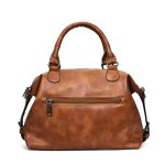 Women's Vintage Waxed Leather Boston Satchel – Shoulder Crossbody Bag - Image 4