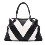 Women's Chevron Pattern Shoulder Bag – Black & White - Image 5
