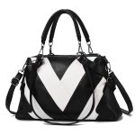 Women's Chevron Pattern Shoulder Bag – Black & White - Image 10