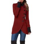 Women's Asymmetric Button Jacket — Winter Multi Color Coat