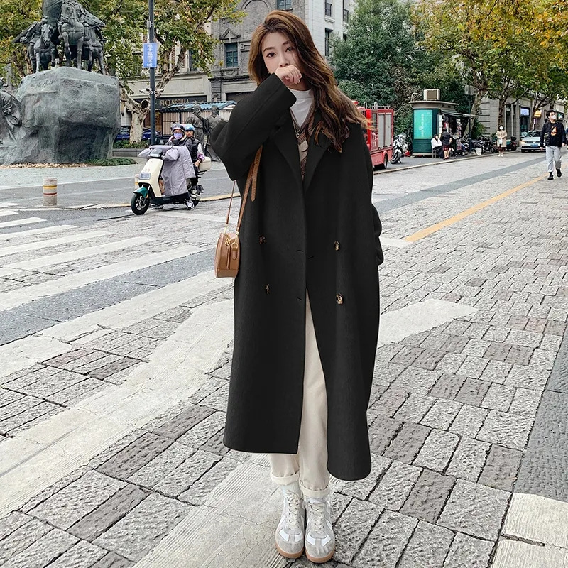 img (8) Women's Gray Woolen Coat — Loose Fit Mid-Length Winter Coat - Image 1