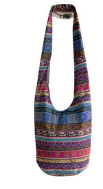 Red Printed Linen Shoulder Handbag for Women - Image 13