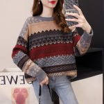 Women's Loose Knit Sweater — Winter Geometric Pattern Pullover - Image 5