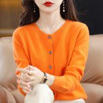 Women Purple Knitted Cardigan — Spring Long Sleeve Sweater - Image 3