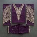 Purple Gold Embroidered Lawn Unstitched 2 Piece Wedding Suit