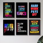 set of 6 Motivational sticky canvas frames for wall decore / sticky phototiles - Image 2
