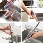 Silicone Feeder Bottle Brush Glass Brush Cup Brushes Long Handle | Silicone Bottle Cleaning Brush With Long Handler (Random color) - Image 4