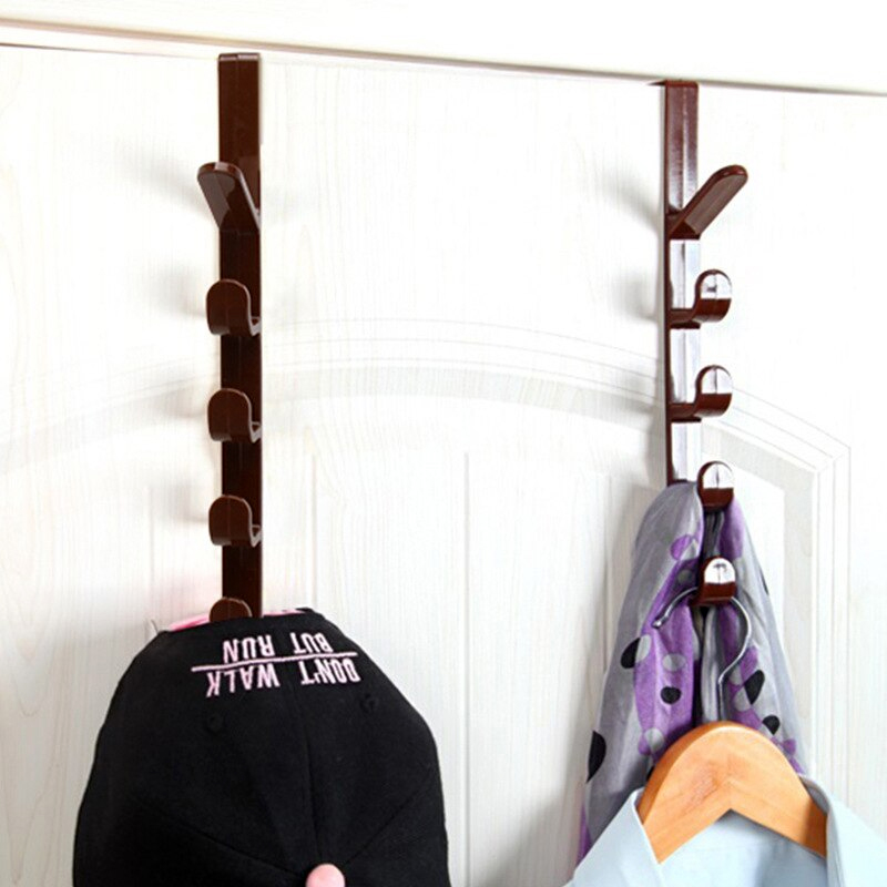 1-2-11.jpg 5 Level Over Door Hook for Hanging Coat Hangers, Hats, Purses, Backpacks, Purses, Jackets and Other Items. (1 Piece) / Over The Door Hanger Hook Clothes Storage Holder Multipurpose Towel Hanging Rack ( Plastic) - Image 1