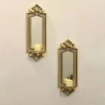 2 Pcs Fancy Wall Mirror & Candle Stand Decor For Home & Office - Image 2