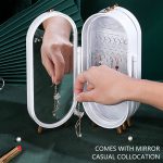 Jewellery Box Organiser with Mirror - Foldable Exquisite Dustproof Jewelry Storage Case Multi-Function Screen Shaped Metal Display Jewelry Stand for Earring - Necklace & Bracelet (Random Color) - Image 2