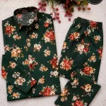 2 Pcs Women's Unstitched 3-D Block Printed Cotton Suit - Green