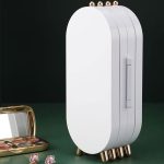 Jewellery Box Organiser with Mirror - Foldable Exquisite Dustproof Jewelry Storage Case Multi-Function Screen Shaped Metal Display Jewelry Stand for Earring - Necklace & Bracelet (Random Color)