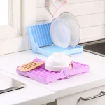 Small Kitchen Foldable Dish Plate Drying Rack | Multipurpose Space Saving Storage Organizer Plastic Rack (Random color)