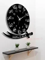 Calligraphy Analogue Wall Clock – Elegant Black MDF Home Decor - Image 3