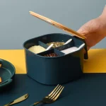 Combo Deal - 4 Section Spice Container Box & Multi-function Spit Bone 10 Plate Set Kitchen Storage Organizer (Random color) - Image 4