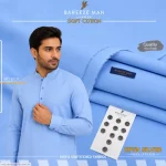 Men's Soft Cotton Unstitched Suit Blue - Summer Wear Pakistan
