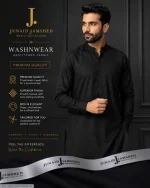 Men's Unstitched Wash & Wear Plain Suit – Black, 4 Meter Formal Fabric Pakistan
