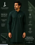Men's Unstitched Wash & Wear Plain Suit – Green, 4 Meter Suit Cutting with Brand Tag & Bag