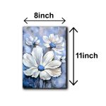 Set of 5 Blue Flowers Wall Art Wooden Frames for Home Decoration / Sticky Photo Tiles - Image 2