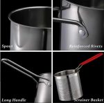 Stainless Steel Deep Fryer Frying Pot With Strainer 12ML Capacity | Basket Deep Fryer Pot for Baking Frying Boiling Home Kitchen - Image 2