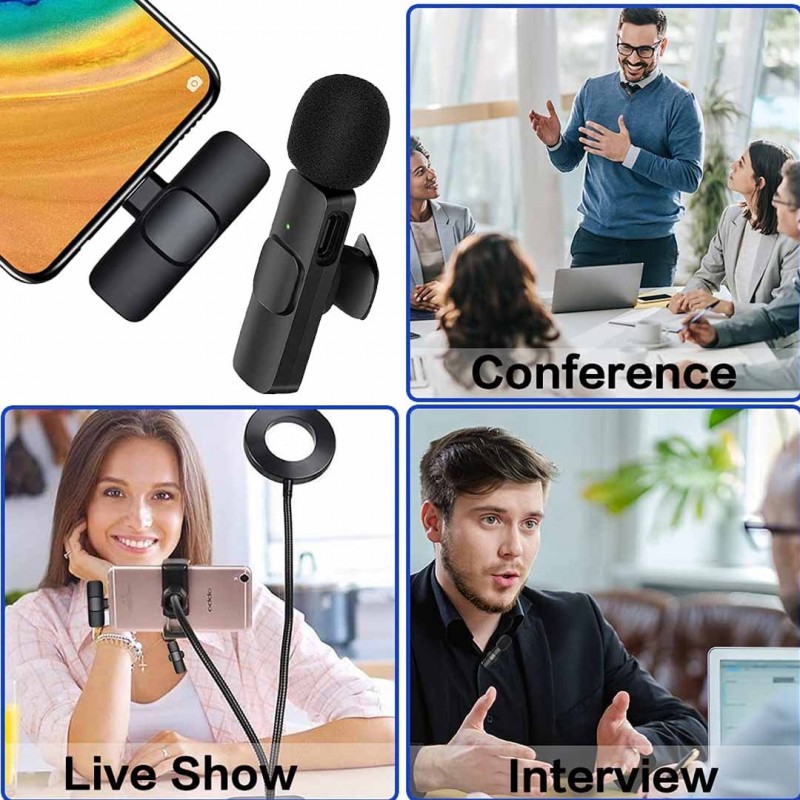 1674989168_30.jpg k11 Type-C Wireless Microphone K8 Collar Mic for Type C - Noise Cancellation Reduction Wireless Mic for Phone for Mobile Phone Camera, - Image 1