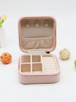 Jewelry Storage Box leather Jewelry Stand Earrings Ring Box Cosmetics Beauty Container Organizer (random color) - Image 4