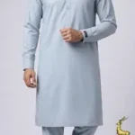Men's Unstitched Boski Plain Suit – Silver, Premium Italian Fabric All Season