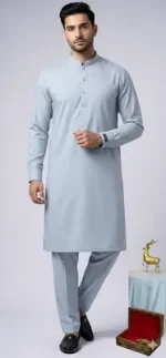 Men's Unstitched Boski Plain Suit – Silver, Premium Italian Fabric All Season