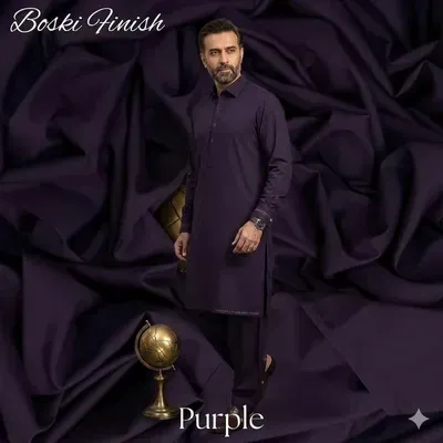 1712-18-731898-product-1713 Men's Unstitched Boski Suit Purple – Premium All Season Fabric - Image 1