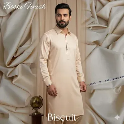 1712-18-731901-product-1713 Men's Unstitched Boski Suit Beige – Premium All Season Fabric - Image 1