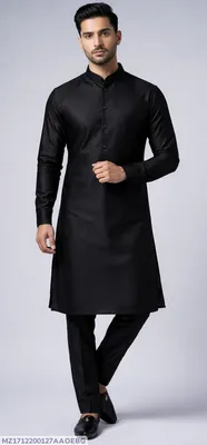 1712-18-731902-product-1 Product Name (Title): Men's Unstitched Boski Suit Black – Premium All Season Fabric - Image 1