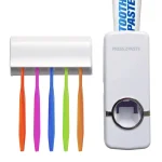 Tooth Paste Dispenser With 5 Brush Holder Wall Mounted Automatic Hands Free Toothpaste Dispenser - Image 2