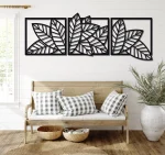 3D wooden 3 Piece Long Leaf Panels | Wall Hanging wooden Art | Wall art I Wall art for room decoration - Image 3