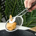 2 IN 1 FRYING TONG | Imported Small Multi-functional 2 in 1 Fry Tool Filter Spoon Strainer With Clip, Oil Frying BBQ Filter Stainless Steel Mesh - Image 2