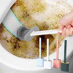 Toilet Brush Silicone Brush Toilet with Quick Drying Holder (Random Color) - Image 4
