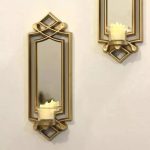 2 Pcs Fancy Wall Mirror & Candle Stand Decor For Home & Office - Image 3
