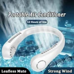 X5 Leafless Hanging Neck Fan with Adjustable Neck Band - Portable Rechargeable Neck Fan - Neck Fan For Summer (Random Color) - Image 5