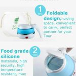 Fast Water Boiling 600 ml Portable Kettle Travel Kettle Foods Boils Quickly Silicone Small Collapsible Foldable Electric Sports Bottle ( Random Color )