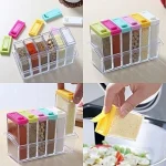 Spice Jars Dispenser Masala Rack Easy Flow Storage Crystal Seasoning Box Multicolour Set of 6 - Image 5