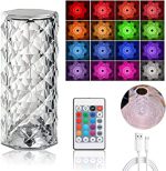 16 Colors Diamond Rose Crystal Touch Lamp Bedside Acrylic Usb Rechargeable Table Lamp - With Remote - Image 3