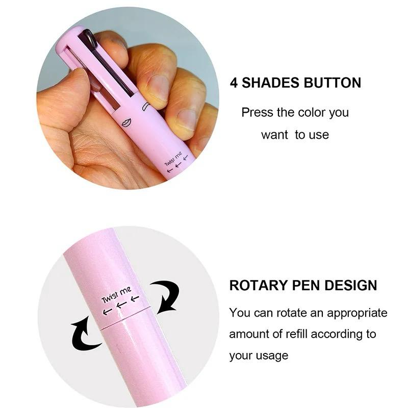 264fe648-f7a4-4e9c-9ca9-9ca77709d8b7-1.jpeg Multi-effect 4 In 1 Eyeliner Eyebrow Pencil Contour Pen Long Lasting Waterproof for girls, eyeliner lipstick highlighter brow liner all in one (Random Color) - Image 1