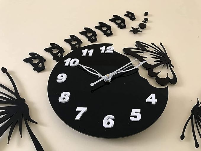 3-1-5.jpg 3d wall clock Butterfly Wooden Wall Clock - Image 1