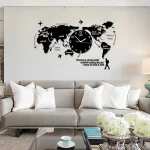 3D DIGITAL WORLD MAP WOODEN WALL CLOCK  24x24 inches - Image 2