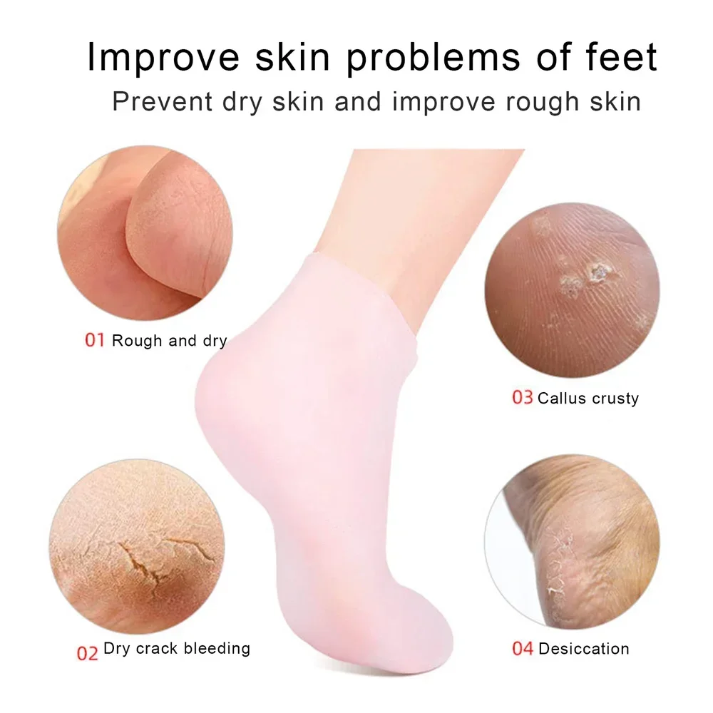 3-6-2.webp (Combo Pack) Moisturizing Glove and Socks Set, Silicone Gel Spa Socks For Dry Cracked Skin & Silicone Jelly Socks Gel Moisturizing Socks Foot Care Protector - Image 1