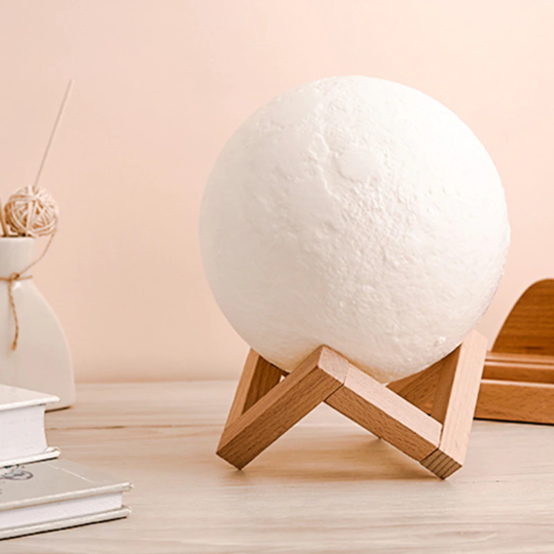 3-convert.io_.png LED Moon Lamp - 3D Printed Lunar Lamp - Battery Powered Colorful - Night Light for Kids - 8 Color (15cm) - Image 1
