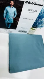 Men's Blue Cotton Plain Suit - Summer Unstitched Suit Pakistan - Image 2