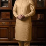 Men's Brown Cotton Plain Suit - Summer Unstitched Suit Pakistan