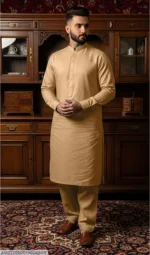 Men's Brown Cotton Plain Suit - Summer Unstitched Suit Pakistan