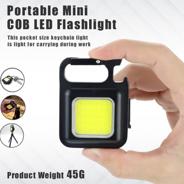 3612.jpg Multifunction 500 Lumens Mini Pocket COB LED Portable Keychain Light (metal body ) - Image 1